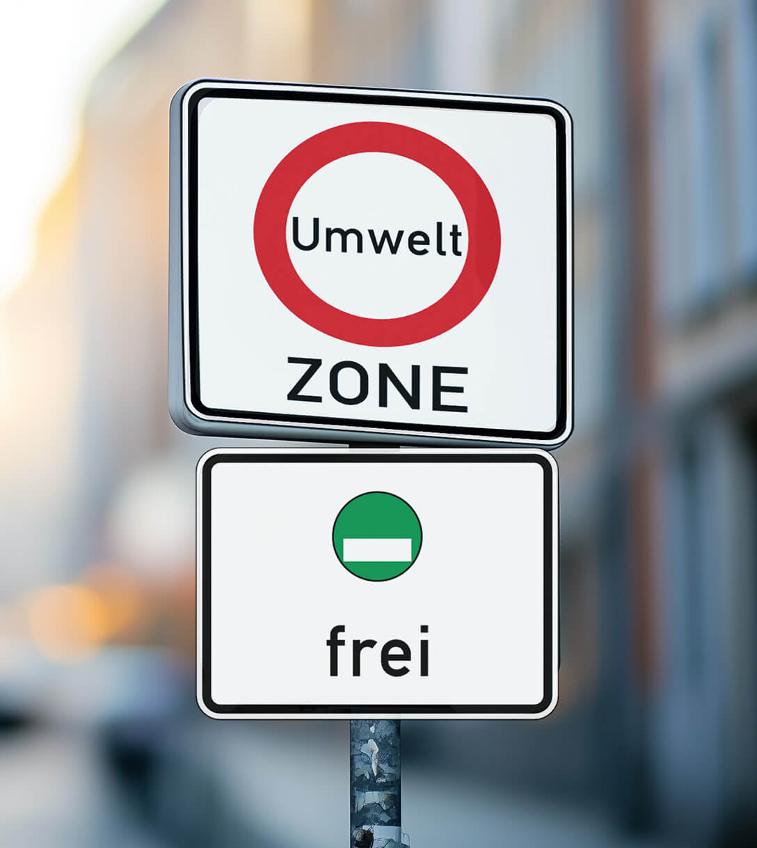 Znak Umwelt Zone z dopuszczeniem dla pojazdów ekologicznych