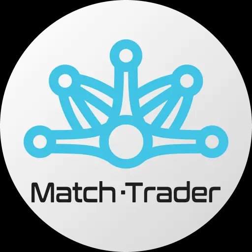 Icône réseau bleu avec points connectés et texte Match Trader