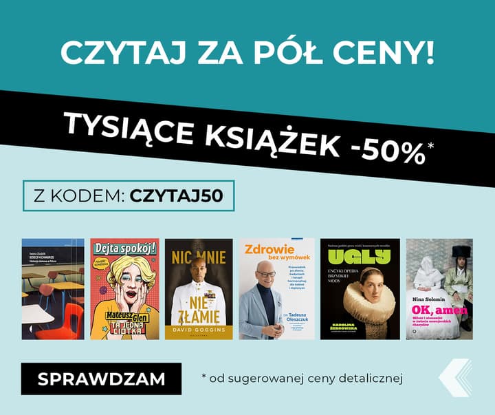 Tysiące książek ze zniżką 50% z kodem CZYTAJ50 na niebieskim tle